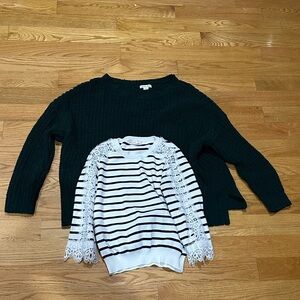 Striped Lace Sleeve Sweater ((Free Mystery Clothes)